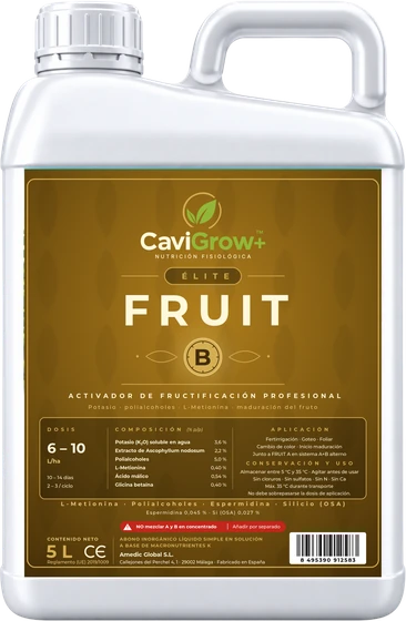 Garrafa 5 L CaviGrow+ ÉLITE FRUIT B · Activador de fructificación profesional