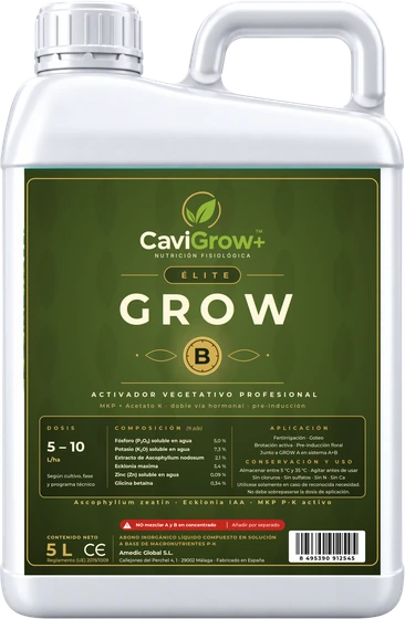 Garrafa 5 L CaviGrow+ ÉLITE GROW B · Activador vegetativo profesional
