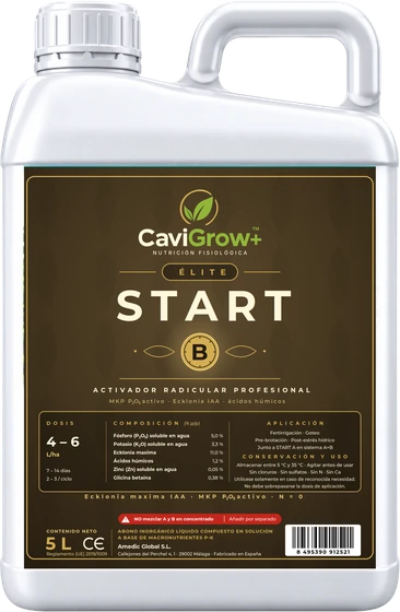 Garrafa 5 L CaviGrow+ ÉLITE START B · Activador radicular profesional